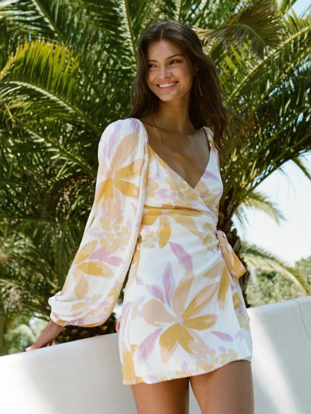 Sabo Kona floral wrap style minidress size XS